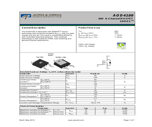 pages, 253 kb aod4180 alpha & omega semiconductor mosfet n-ch